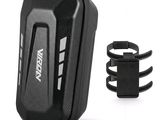 a black case with a phone attached to it
