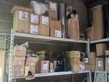 many boxes and boxes on the shelves in the garage
