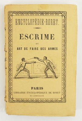 an old book with a drawing of two men fighting each other