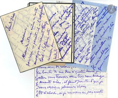 several pieces of paper with writing on them sitting next to each other