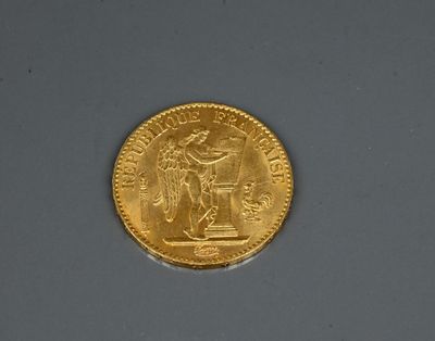 a close up of a gold coin on a white surface