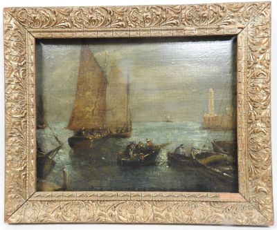 une image d'une peinture de bateaux dans un plan d'eau
