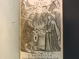 an open book with a drawing of a woman and a man