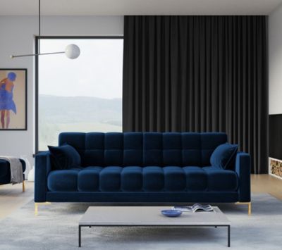 Canapé 4 places MAMAIA MICADONI, en velours bleu, dimensions…