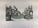 un dessin représentant un homme et une femme dans les bois