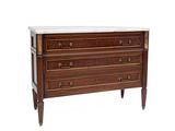 an image of a wooden chest of drawers with marble top