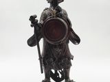 chinese bronze figure of a monkey holding a bowl and a stick