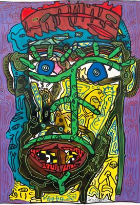 une image représentant un tableau représentant le visage d'un homme, avec de nombreuses couleurs différentes