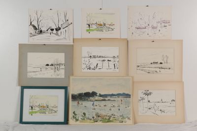 de nombreux dessins accrochés au mur au-dessus d'un lit