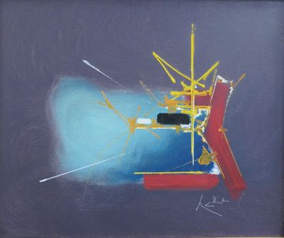 Georges MATHIEU (1921-2012). "Fraxinelle". Huile sur toile. …