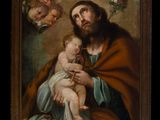 an image of a painting of jesus holding a baby in his arms