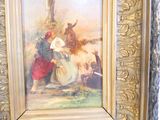 un tableau représentant un homme et une femme à cheval
