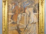 une image représentant un tableau où l'on voit un homme et une femme sur une clôture