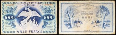 deux anciens billets de banque sur lesquels figure l'image d'un oiseau