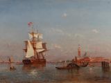 l'image d'une peinture représentant un bateau dans un plan d'eau