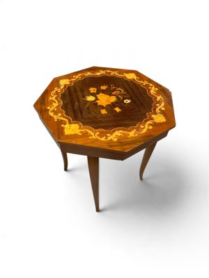 a small table with a design on it on a white background