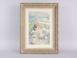 an image of a painting of a landscape in a gold frame