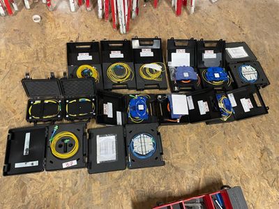 many different types of cables and wires in a case