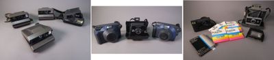 four different pictures of a camera and a cell phone