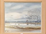 a picture of a painting of a snowy landscape