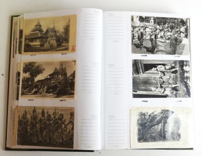 a book with pictures of people and buildings in it