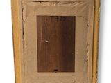 an old picture of a wooden frame with a picture on it