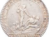 a close up of a silver coin with a man on it
