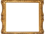 an old gold frame with a white background