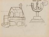 dessin représentant une bougie et une maison surmontée d'un oiseau