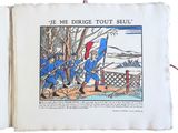an old book with a picture of soldiers on it