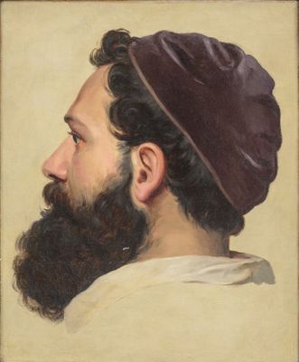 portrait of a bearded man with a brown hat and beard