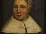un tableau représentant une femme portant un col blanc et une robe noire