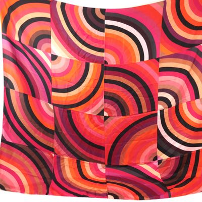 a close up of a multicolored scarf on a white background