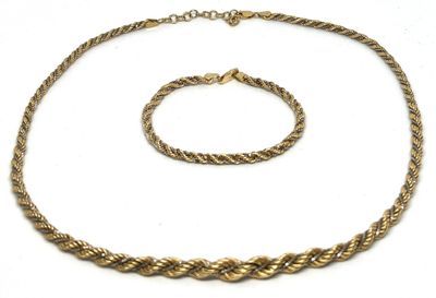 Demi parure comprenant un bracelet et un collier 2 ors jaune et gris 1 - Photo 1