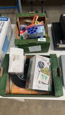 many boxes of assorted items on a table