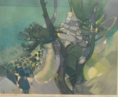 une image représentant un tableau où l'on voit une femme et un cheval dans un champ