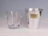 silver plated ice bucket and glass set