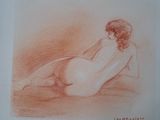 an image of a drawing of a nude woman laying on a bed