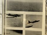 several photos of airplanes flying over a body of water