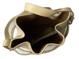 leather handbag on white background with strap and handle