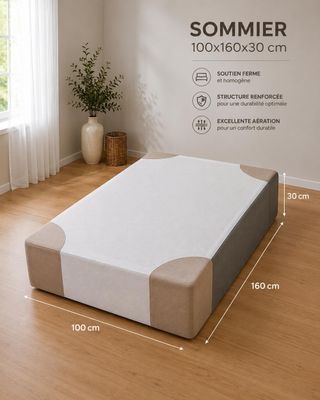 1 sommier de 100x160x30cm neuf à latte matelassé