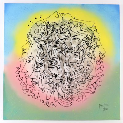 an image of a drawing of a group of people in a circle