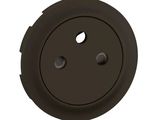 brown plastic button with two holes on a white background