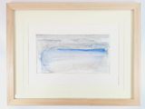 framed watercolor painting of a blue and white beach scene