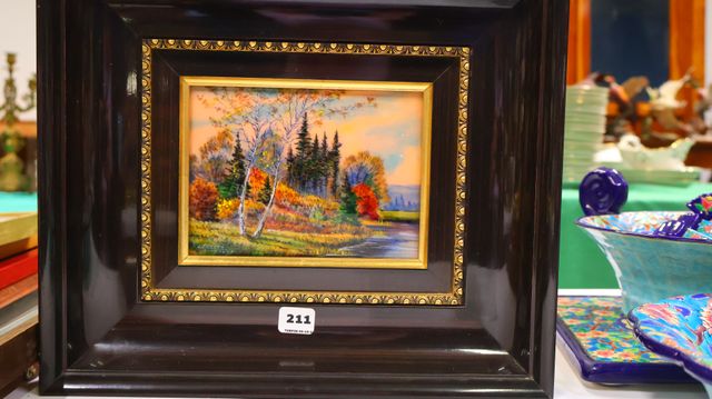Email de Limoges signé BARDET « bord de rivière » 11 x 14
