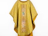 an image of a yellow robe with a picture of a woman on it