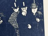 painting of a group of men in top hats standing in a line