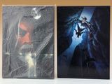 deux boîtiers de DVD ornés d'illustrations de Batman et Spider-Man