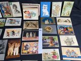 a lot of cards on the table with pictures of cats