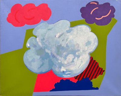 a picture of a painting of clouds in the sky